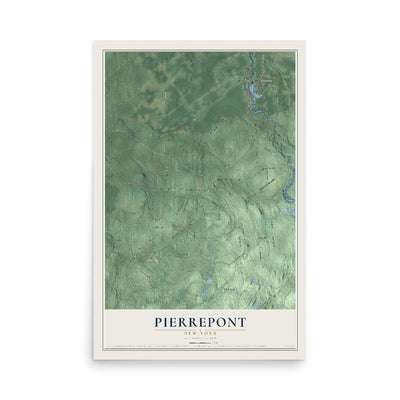 Pierrepont, New York map print, 12" x 18" Archival Matte Print mockup