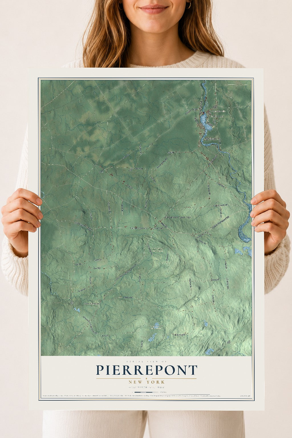 Pierrepont, New York map print, 18" x 24" Archival Matte Print mockup