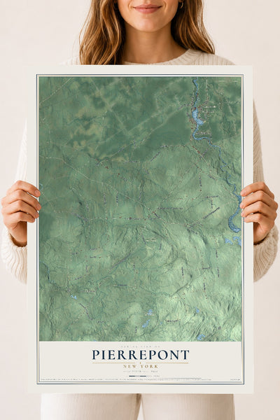 Pierrepont, New York map print, 18" x 24" Archival Matte Print mockup