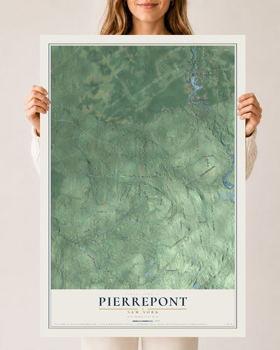 Pierrepont, New York map print, 24" x 36" Archival Matte Print mockup