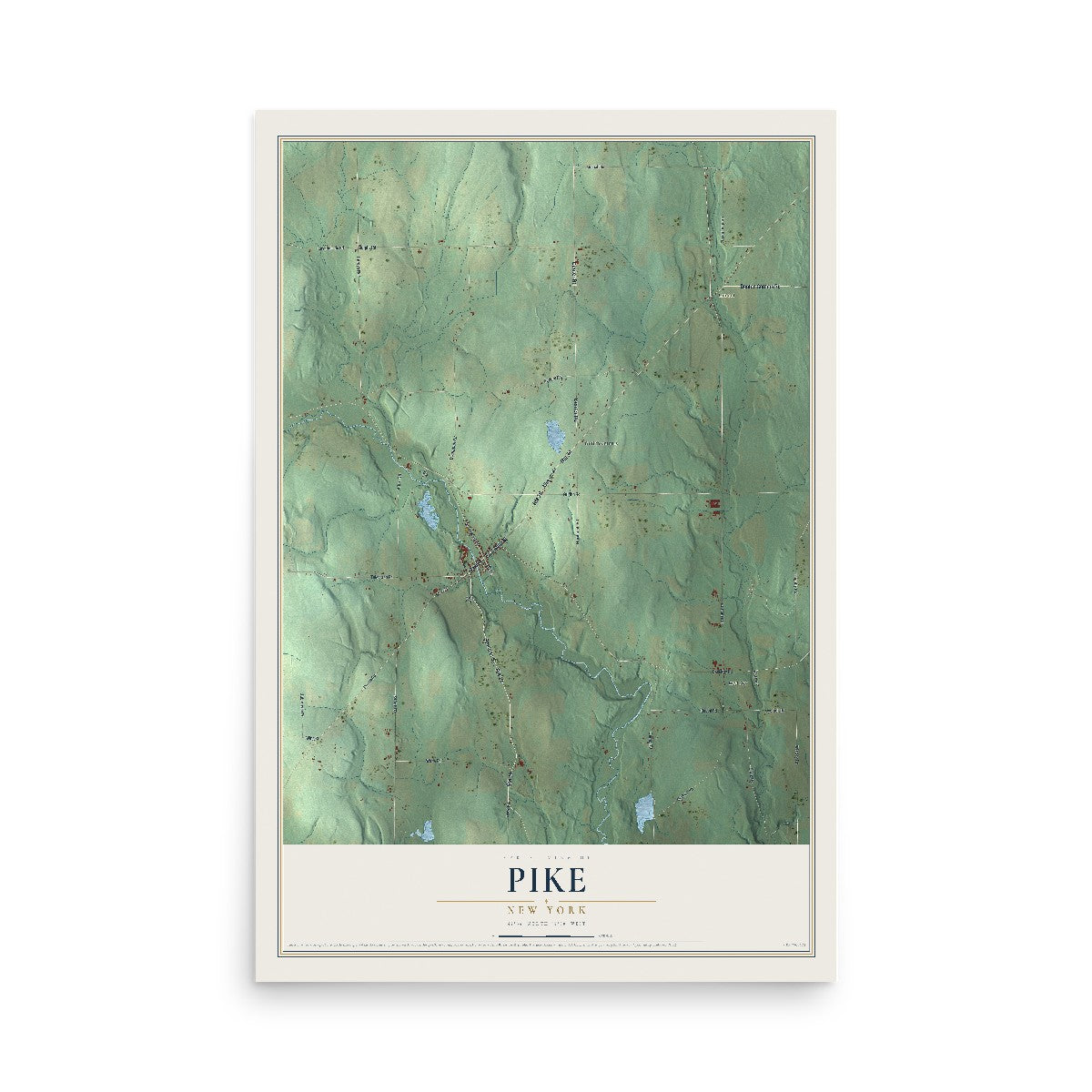 Pike, New York map print, 12" x 18" Archival Matte Print mockup