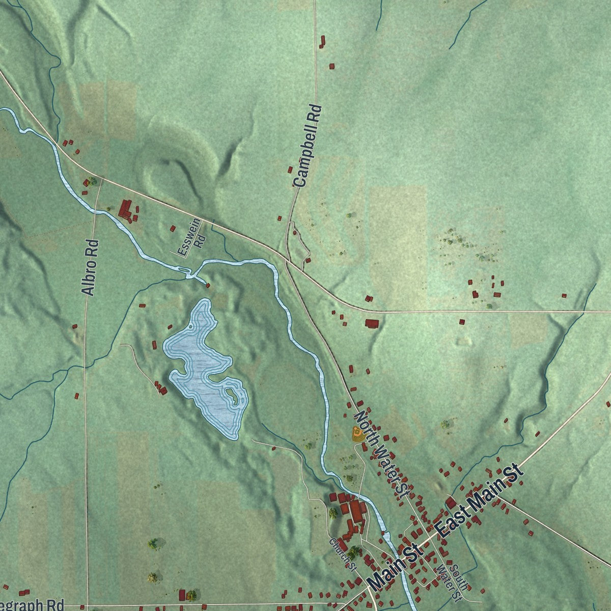 Close-up 1 of the Pike, New York map artwork