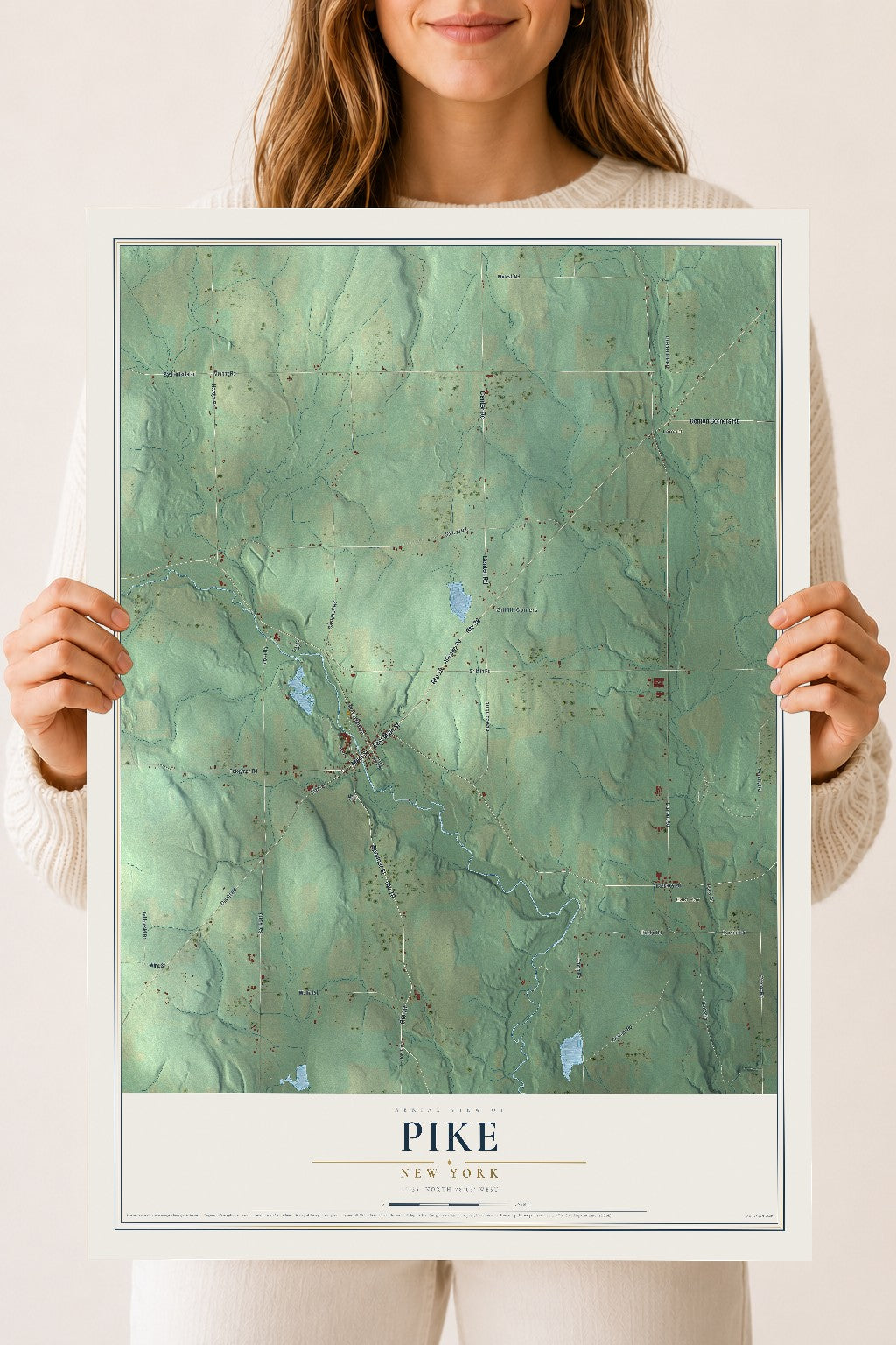 Pike, New York map print, 18" x 24" Archival Matte Print mockup