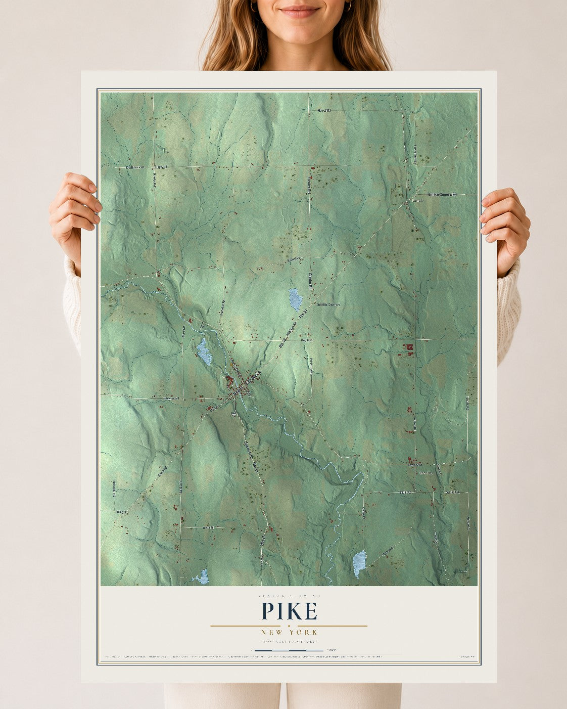 Pike, New York map print, 24" x 36" Archival Matte Print mockup
