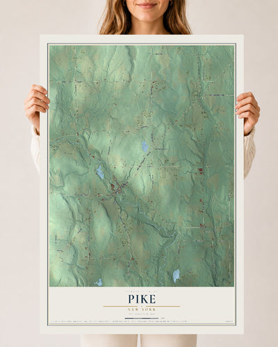 Pike, New York map print, 24" x 36" Archival Matte Print mockup