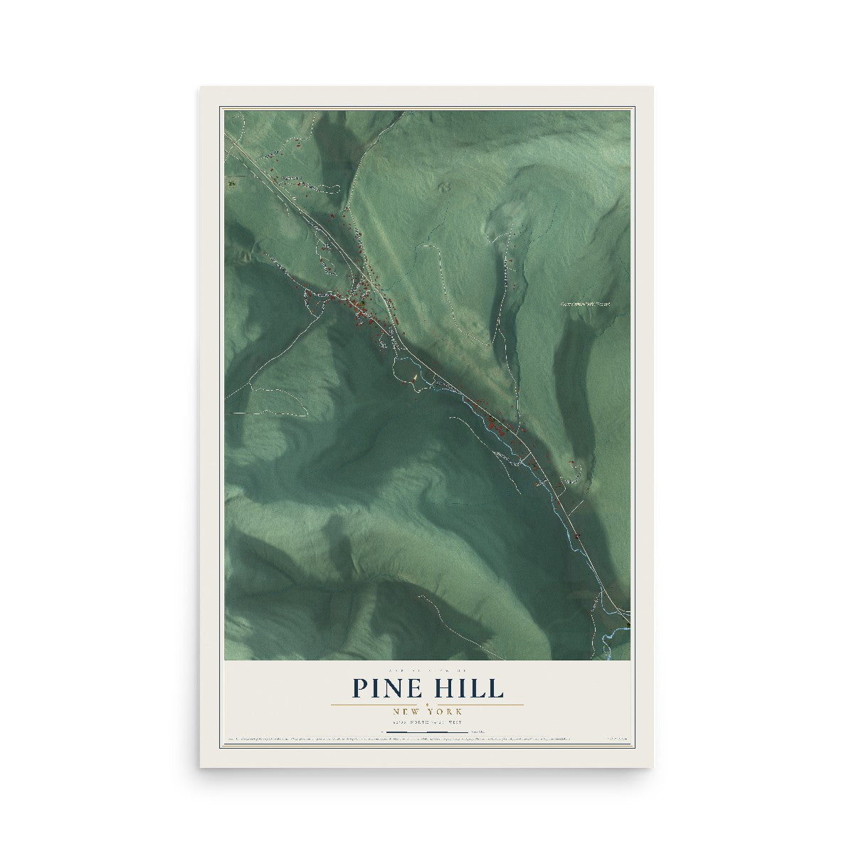 Pine Hill, New York map print, 12" x 18" Archival Matte Print mockup