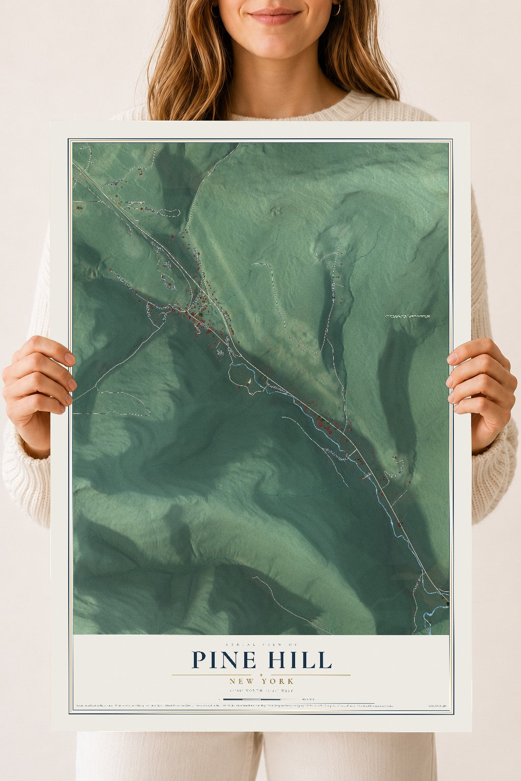 Pine Hill, New York map print, 18" x 24" Archival Matte Print mockup