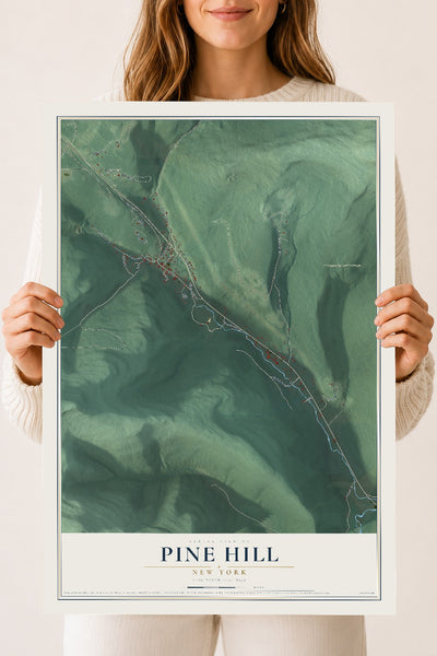 Pine Hill, New York map print, 18" x 24" Archival Matte Print mockup