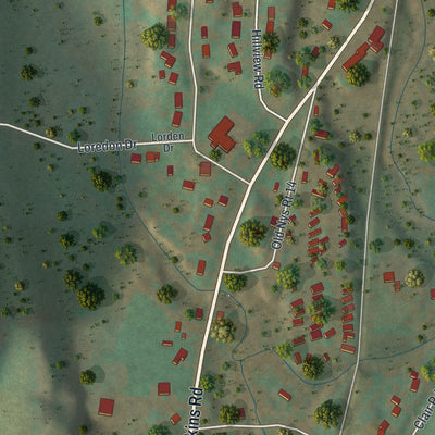 Close-up of the map of Pine Valley, New York print showing street and building detail