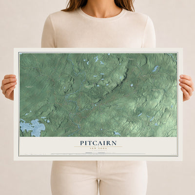 Pitcairn, New York map print, 12" x 18" Archival Matte Print mockup