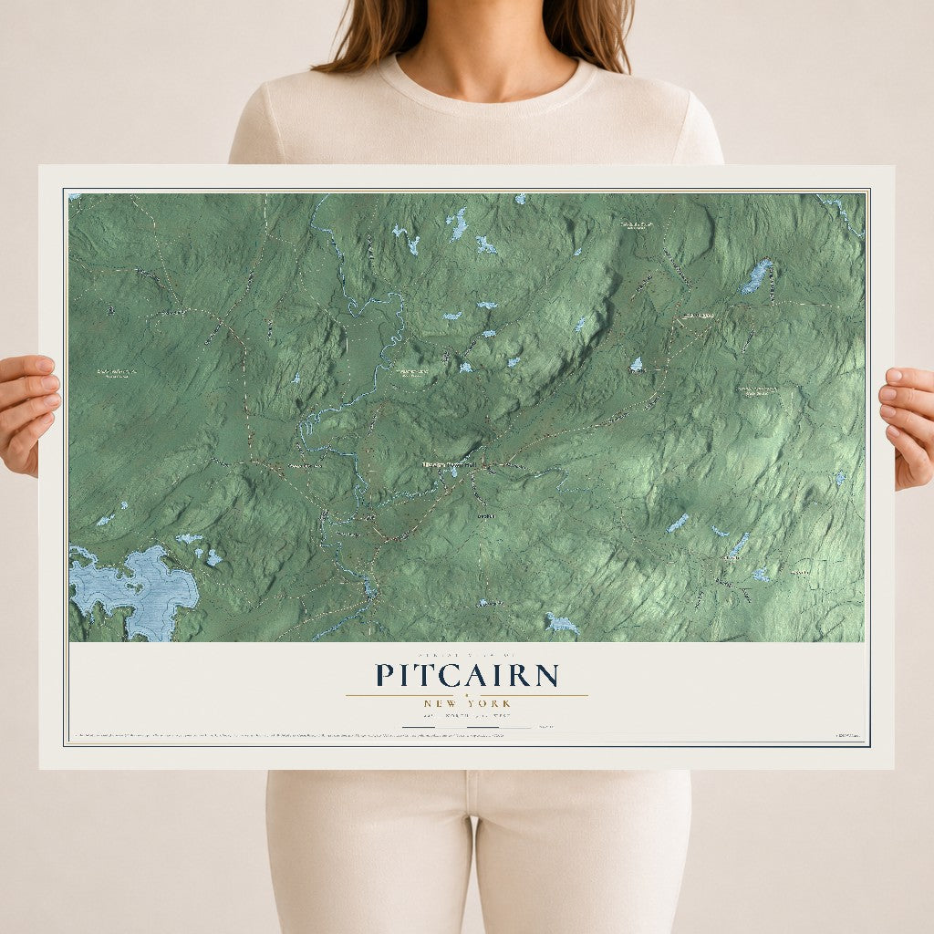 Pitcairn, New York map print, 18" x 24" Archival Matte Print mockup