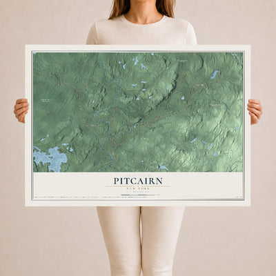 Pitcairn, New York map print, 24" x 36" Archival Matte Print mockup