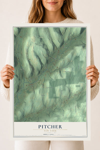 Pitcher, New York map print, 18" x 24" Archival Matte Print mockup