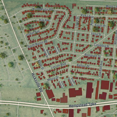 Close-up 2 of the Plainedge, New York map artwork