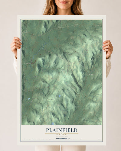 Plainfield, New York map print, 24" x 36" Archival Matte Print mockup