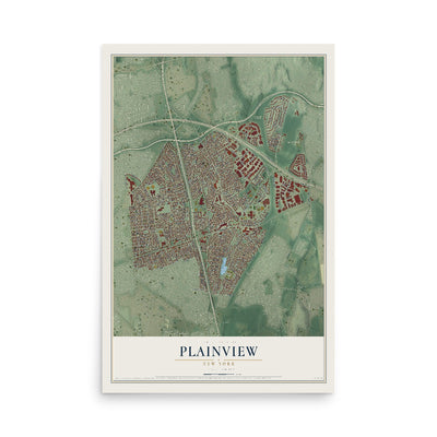 Plainview, New York map print, 12" x 18" Archival Matte Print mockup
