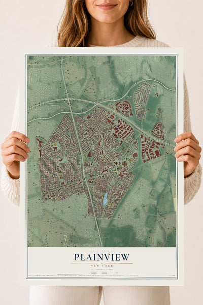 Plainview, New York map print, 18" x 24" Archival Matte Print mockup
