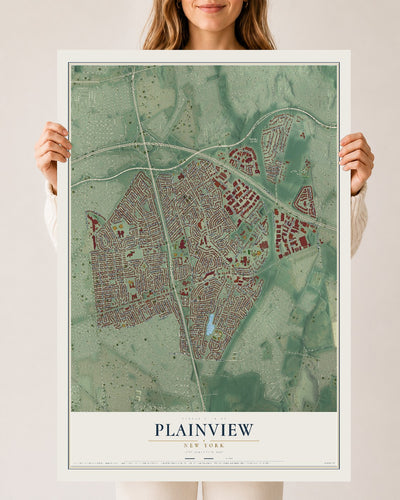 Plainview, New York map print, 24" x 36" Archival Matte Print mockup
