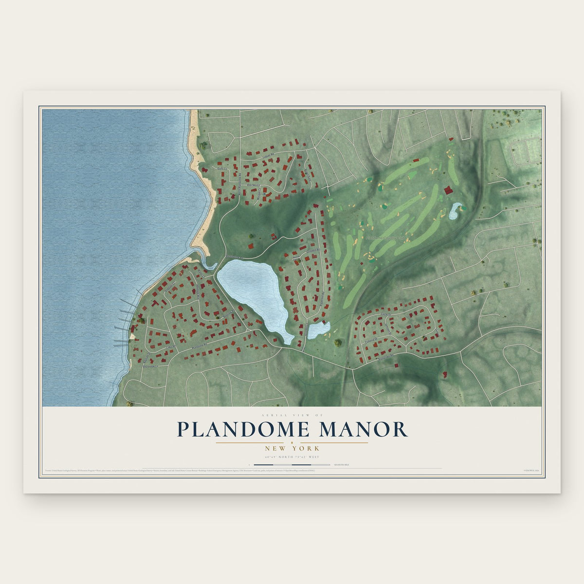 Plandome Manor, New York map print, the full design