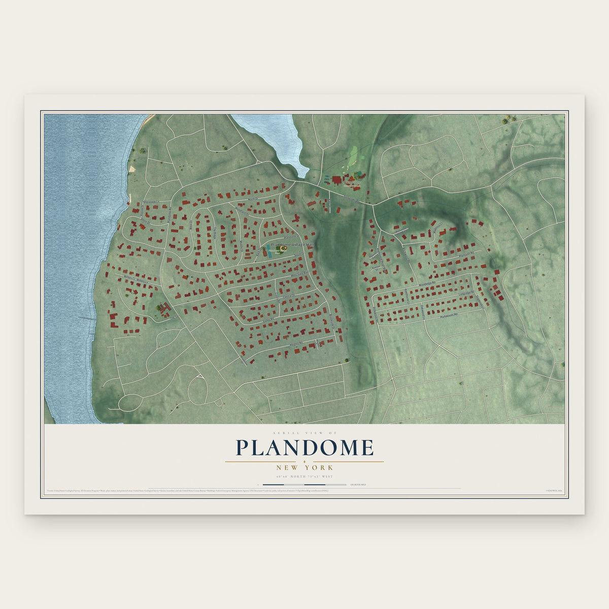 Plandome, New York map print, the full design