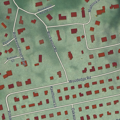 Close-up of the map of Plandome, New York print showing street and building detail