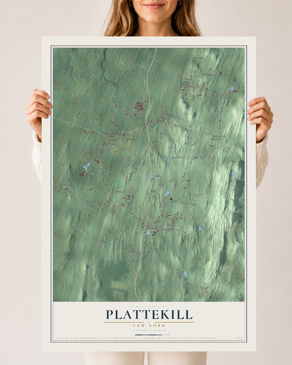 Plattekill, New York map print, 24" x 36" Archival Matte Print mockup
