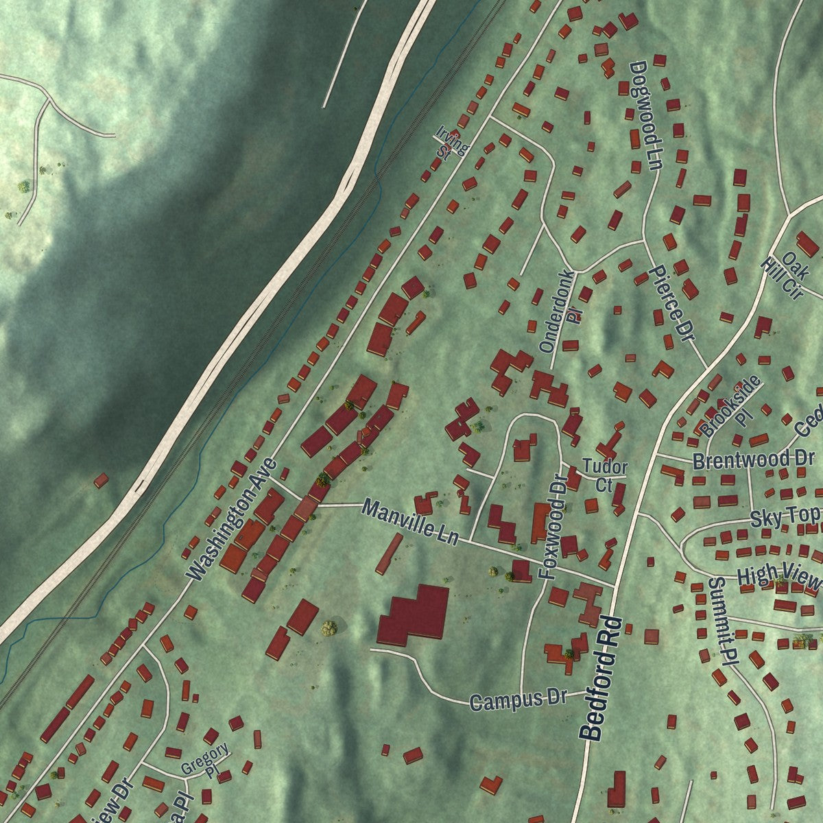 Close-up 2 of the Pleasantville, New York map artwork