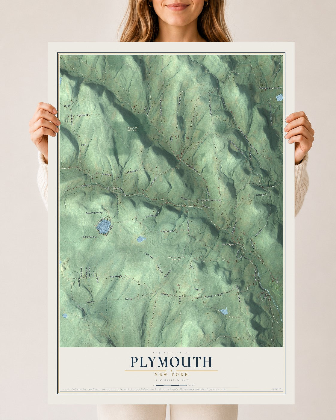 Plymouth, New York map print, 24" x 36" Archival Matte Print mockup