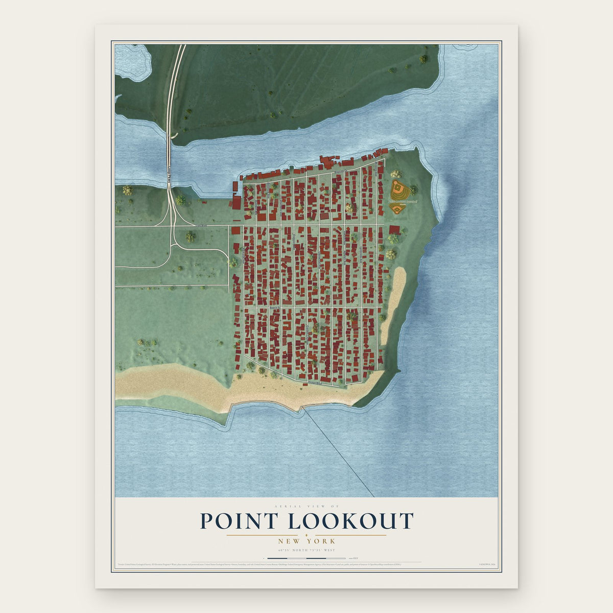 Point Lookout, New York map print, the full design