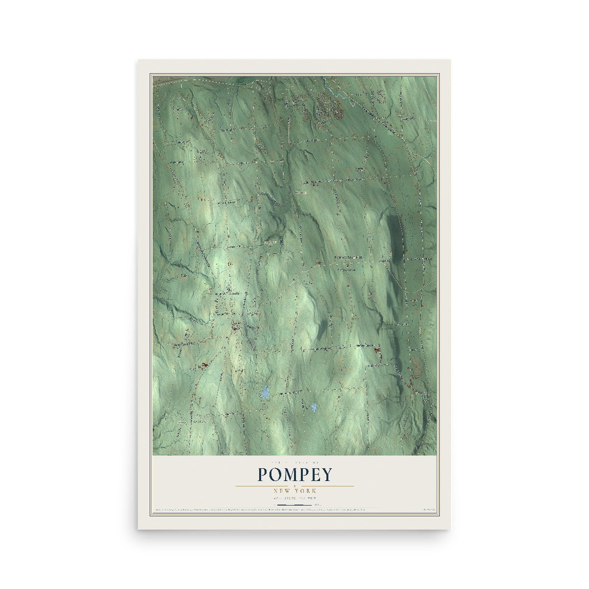 Pompey, New York map print, 12" x 18" Archival Matte Print mockup