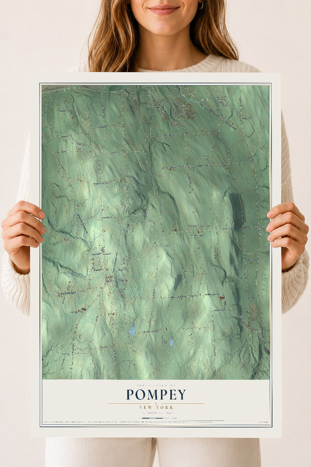 Pompey, New York map print, 18" x 24" Archival Matte Print mockup