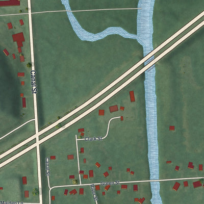 Close-up of the map of Port Byron, New York print showing street and building detail