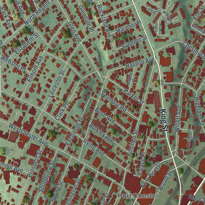 Close-up 1 of the Port Chester, New York map artwork