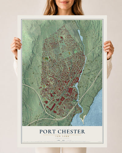 Port Chester, New York map print, 24" x 36" Archival Matte Print mockup