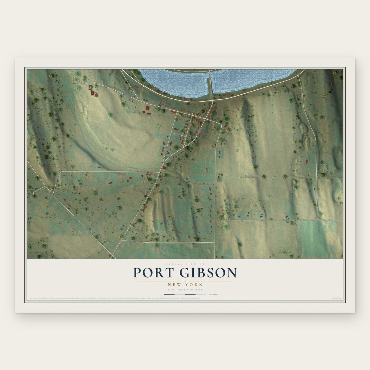 Port Gibson, New York map print, the full design