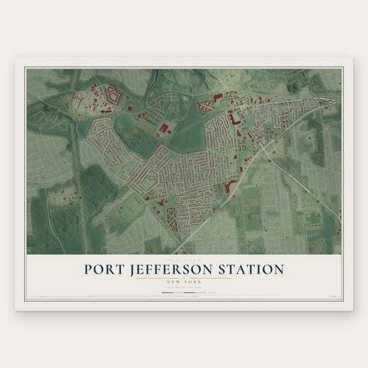 Port Jefferson Station, New York map print, the full design