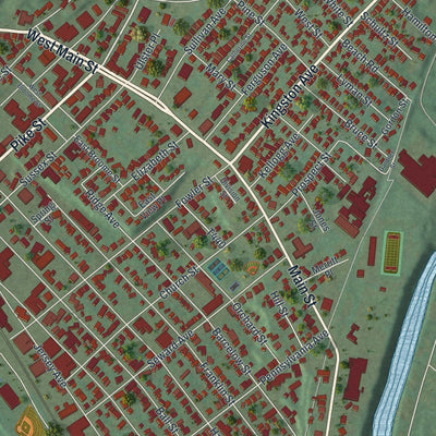 Close-up of the map of Port Jervis, New York print showing street and building detail