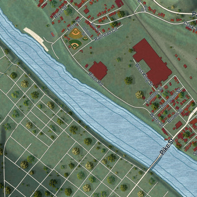Second close-up of the map of Port Jervis, New York print showing more streets and buildings
