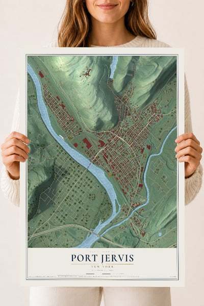Map of Port Jervis, New York, 18 x 24 inch unframed archival matte print