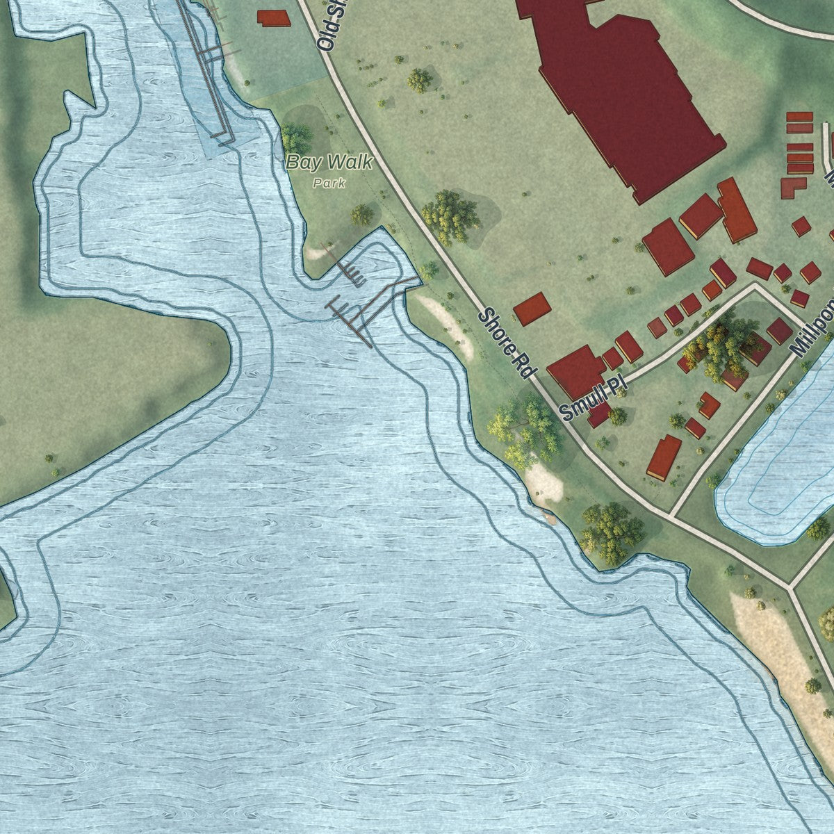 Close-up 2 of the Port Washington North, New York map artwork
