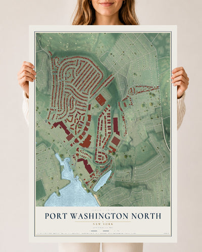 Port Washington North, New York map print, 24" x 36" Archival Matte Print mockup