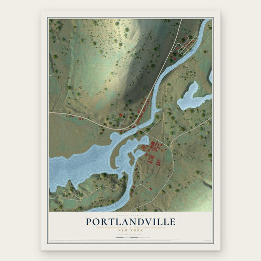 Portlandville, New York map print, the full design