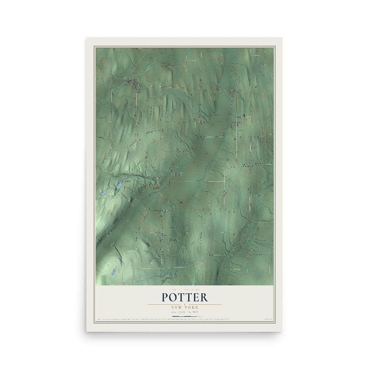 Potter, New York map print, 12" x 18" Archival Matte Print mockup