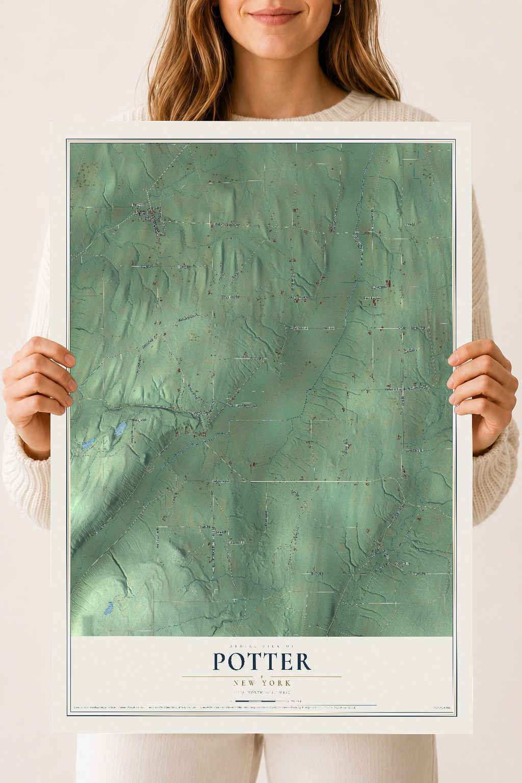 Potter, New York map print, 18" x 24" Archival Matte Print mockup