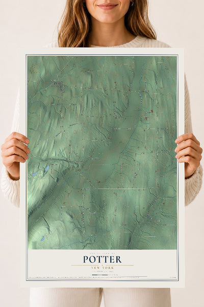 Potter, New York map print, 18" x 24" Archival Matte Print mockup