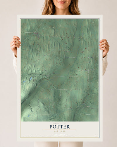 Potter, New York map print, 24" x 36" Archival Matte Print mockup