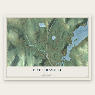 Pottersville, New York map print, the full design