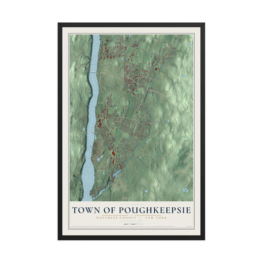 Map of the Town of Poughkeepsie, Dutchess County, New York, 12 x 18 inch print in a black wood frame