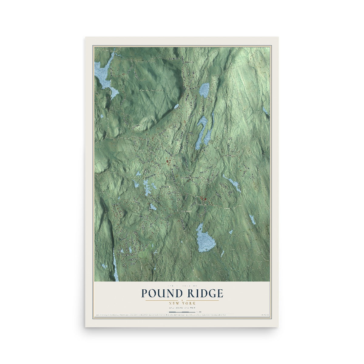 Pound Ridge, New York map print, 12" x 18" Archival Matte Print mockup
