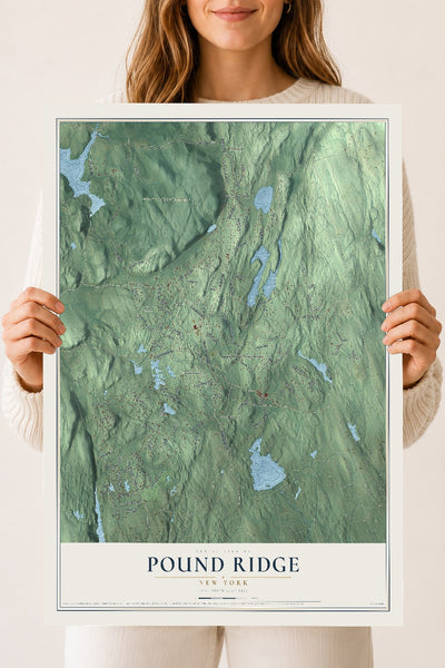 Pound Ridge, New York map print, 18" x 24" Archival Matte Print mockup